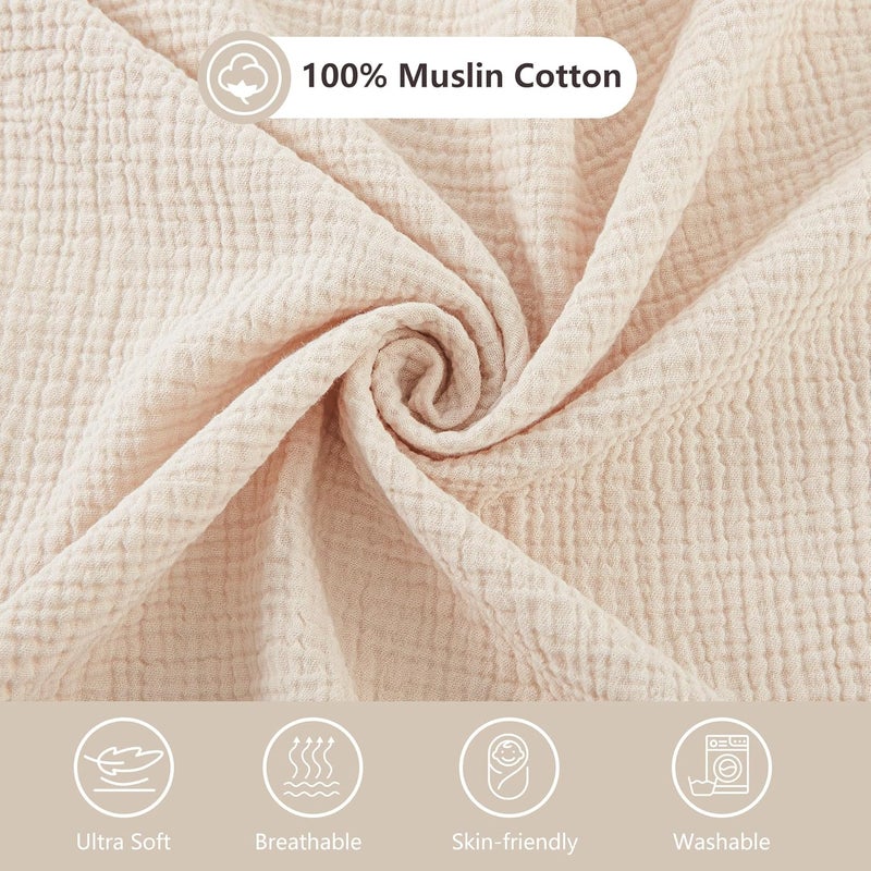 Bearmoss Bassinet Sheets - 2 Pack Muslin Cotton Bassinet Sheets Fits Oval and Rectangle Bassinet Mattress, Breathable and Skin-Friendly for Baby Boy and Girl (Cream&Olive Green) - Image 4